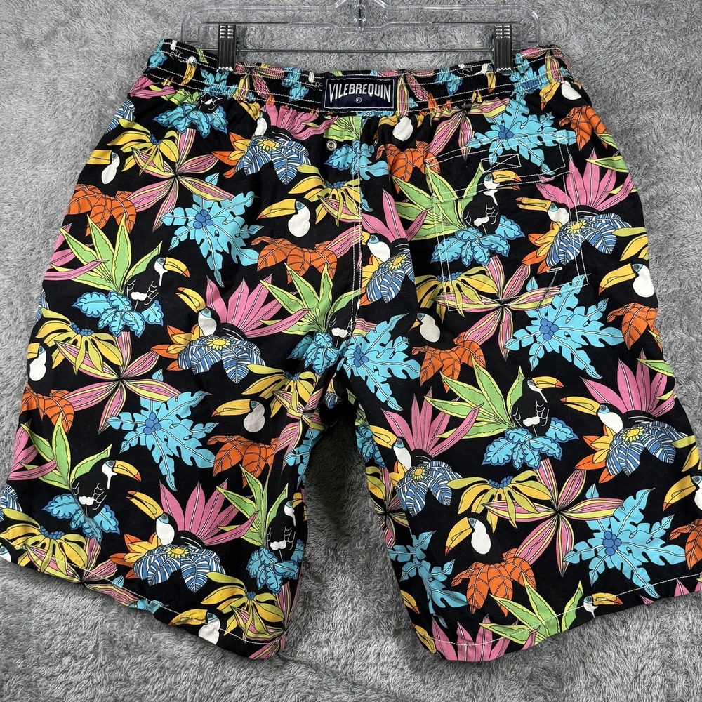Vilebrequin Shorts Mens 2XL Multicolor Tropical Toucan Swim Trunks Hawaiian - Picture 11 of 16